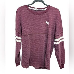 Victoria's Secret Maroon Sweatshirt with White Stripes